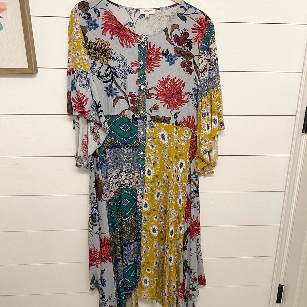 Umgee Patchwork Handkerchief Dress